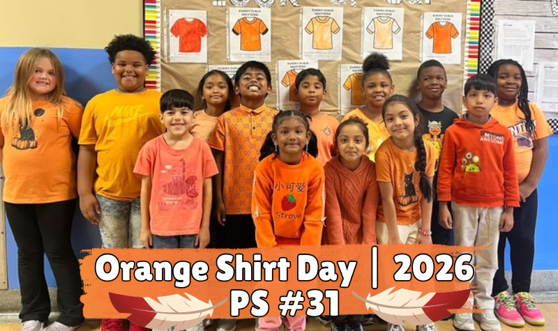 Students and Teachers from School 31 Wearing Orange Shirts