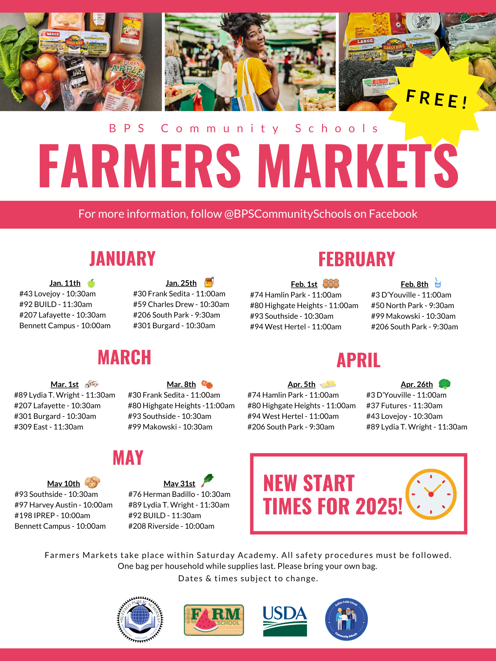 2024-2025 Farmers Market Dates