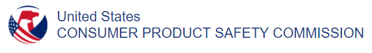A blue and white seal for the United States Consumer Product Safety Commission (CPSC). The text "United States" curves around the top of the seal, and "Consumer Product Safety Commission" is written around the bottom.