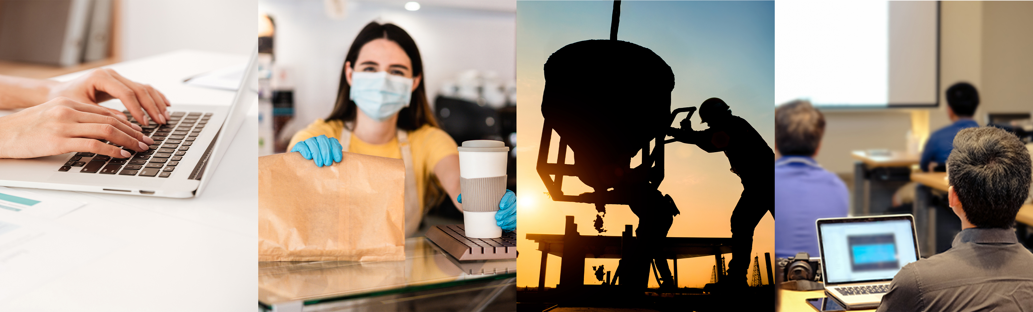4 pictures of different occupations