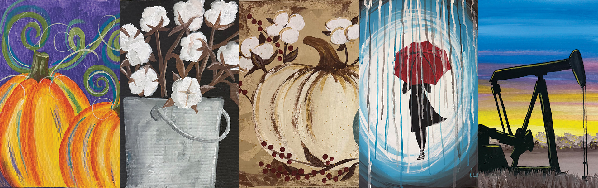 5 various fall paintings