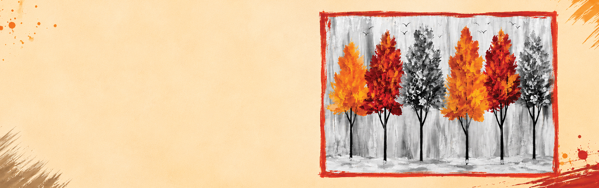Painting of colorful autumn trees