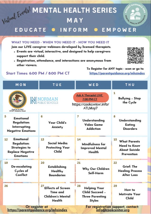 May Calendar with events