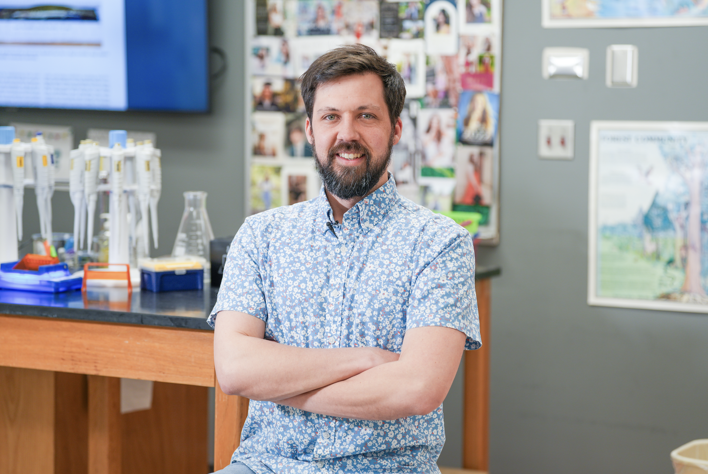teacher in science classroom