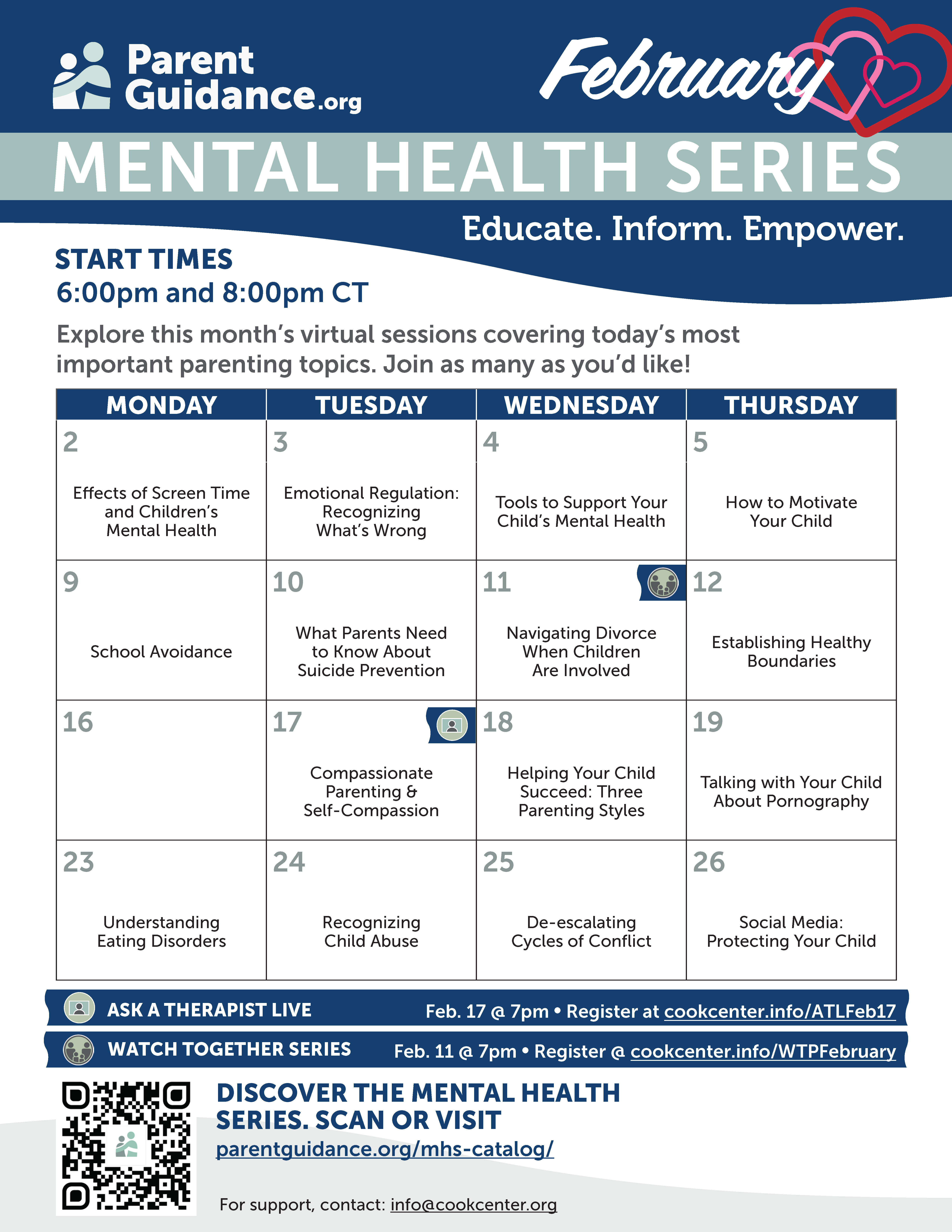 February Mental Health Calendar