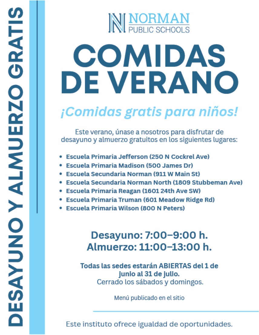 Summer Meals in Spanish - locations and times
