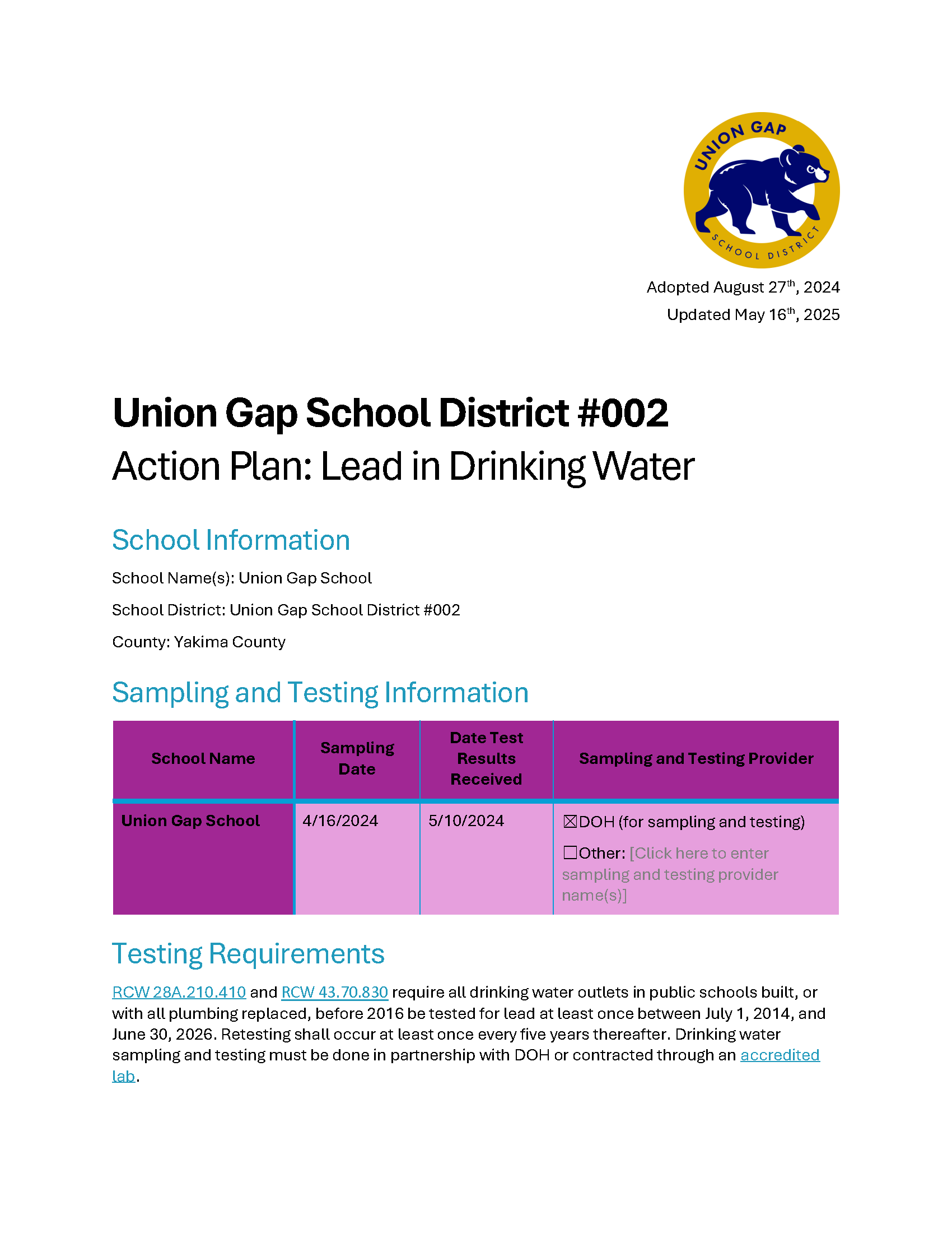 Page 1 of lead action plan