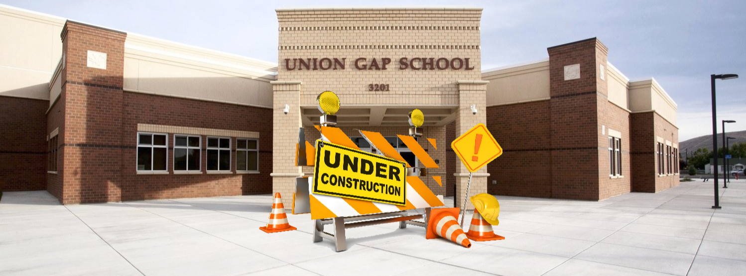 School entrance under construction sign