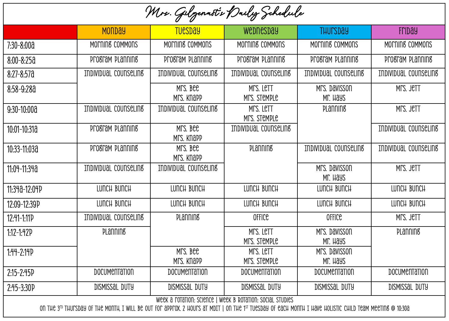 Schedule