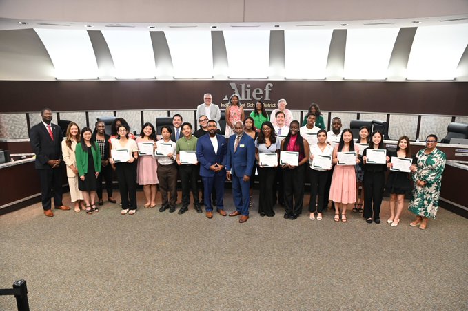 Scholarship Recipients at the Board Meeting