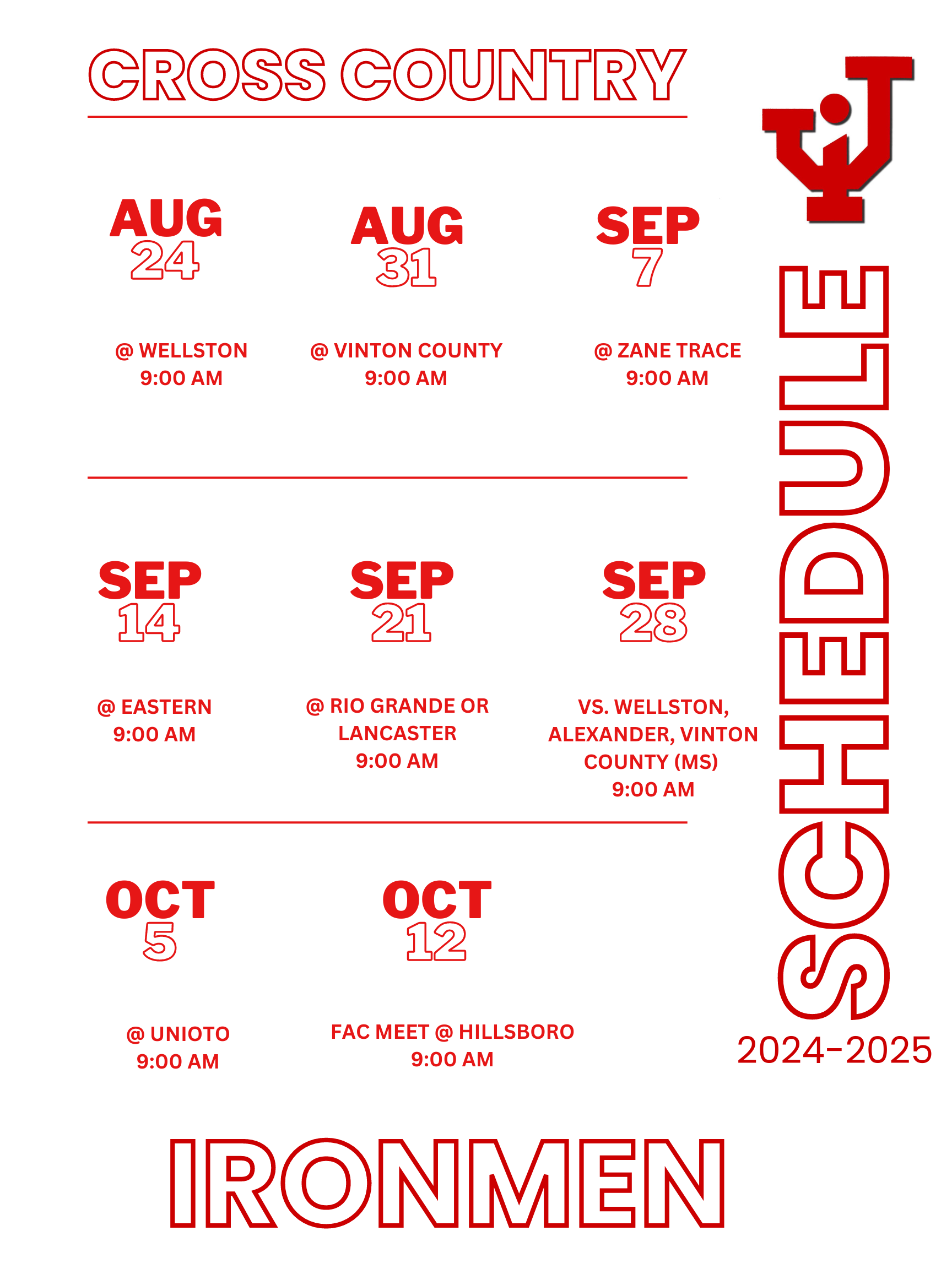 2024 Cross Country Schedule