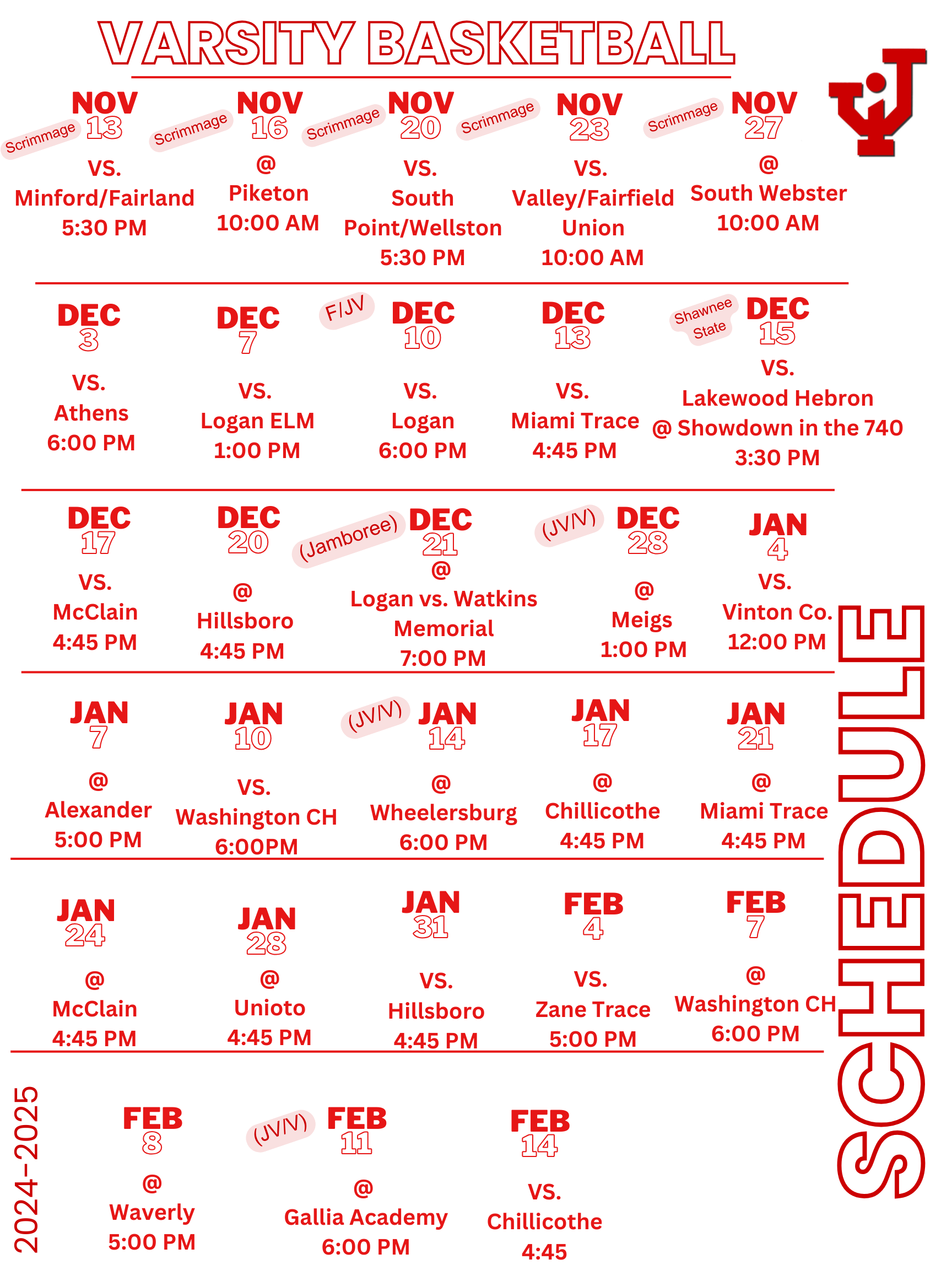 basketball schedule