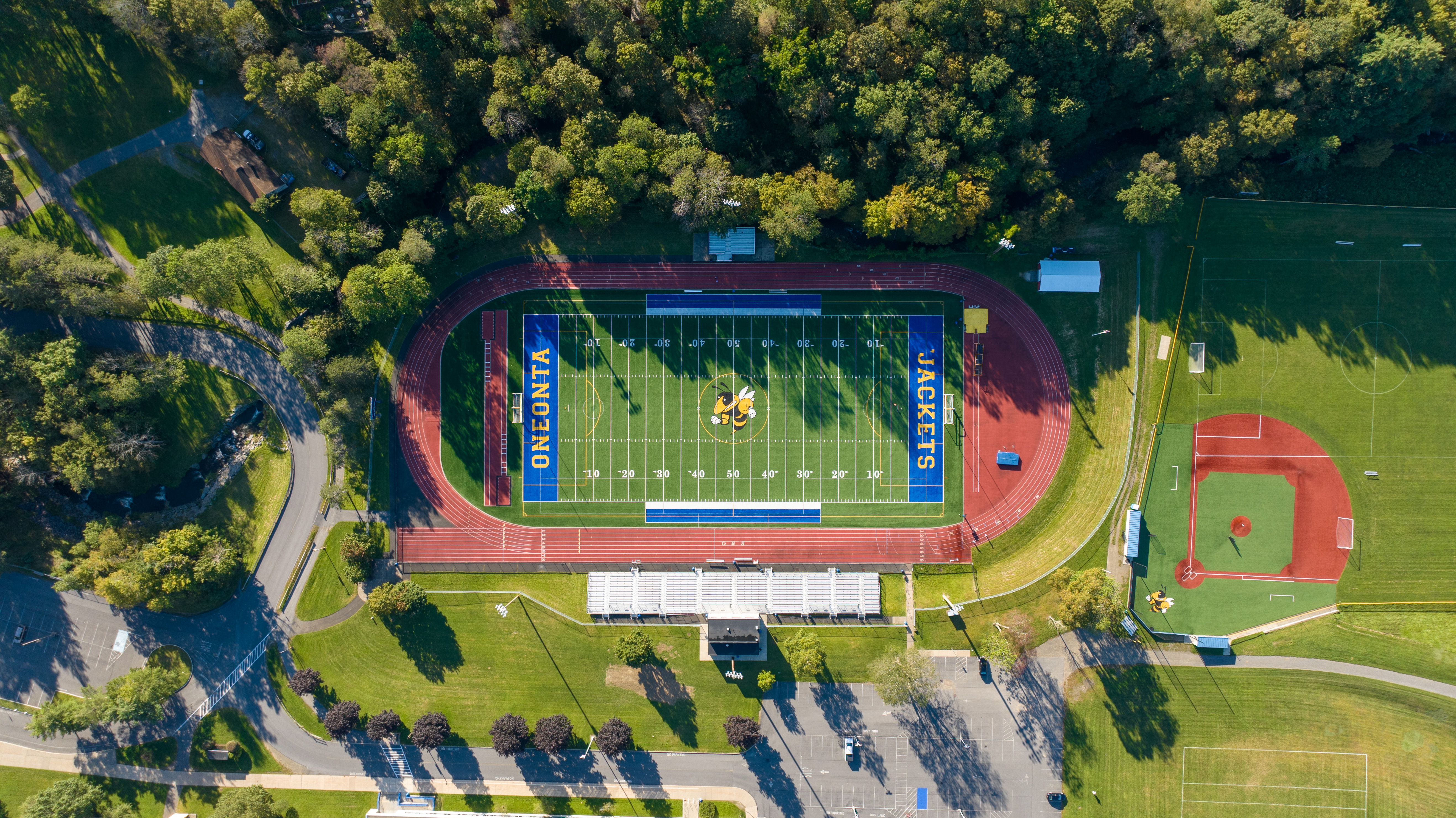 aerial view of football field