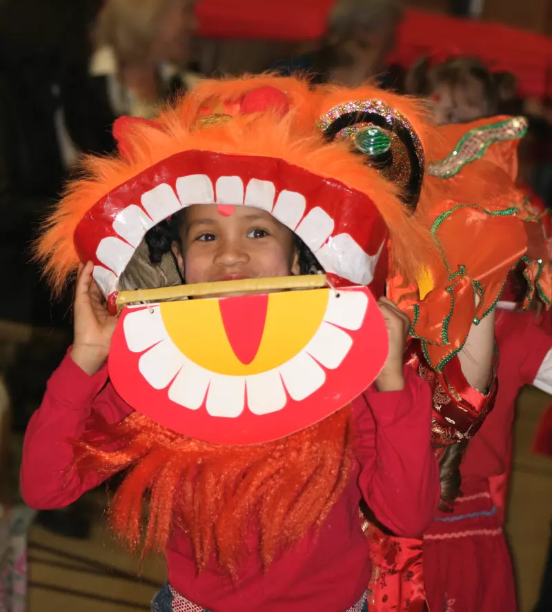 Kids in Chinese Dragon Costume 