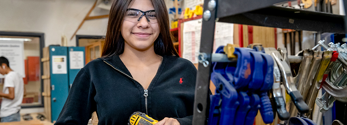 Construction Management and Trades Student working on a project.