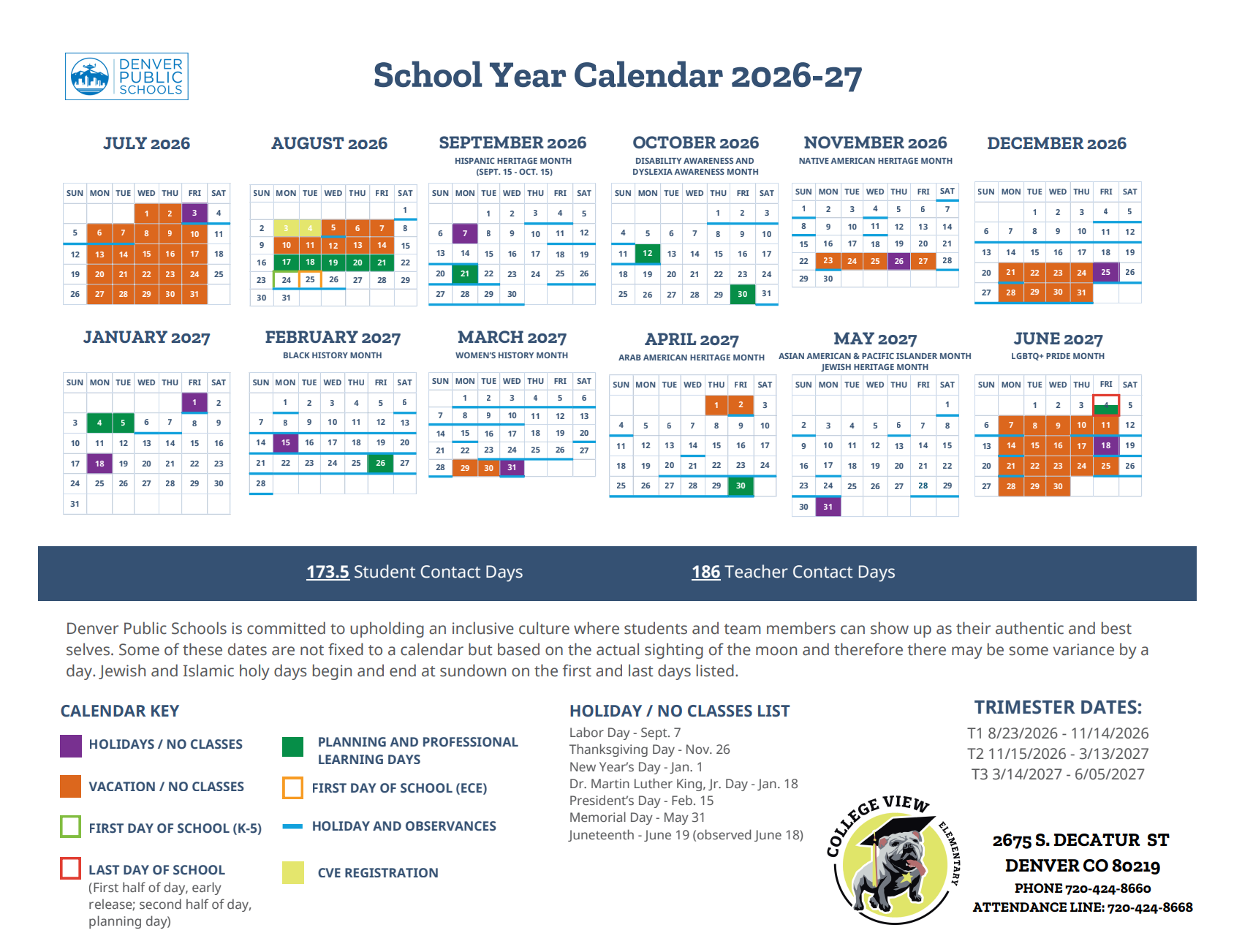 26/27 School Year Calendar 