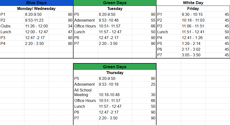 Bell Schedule