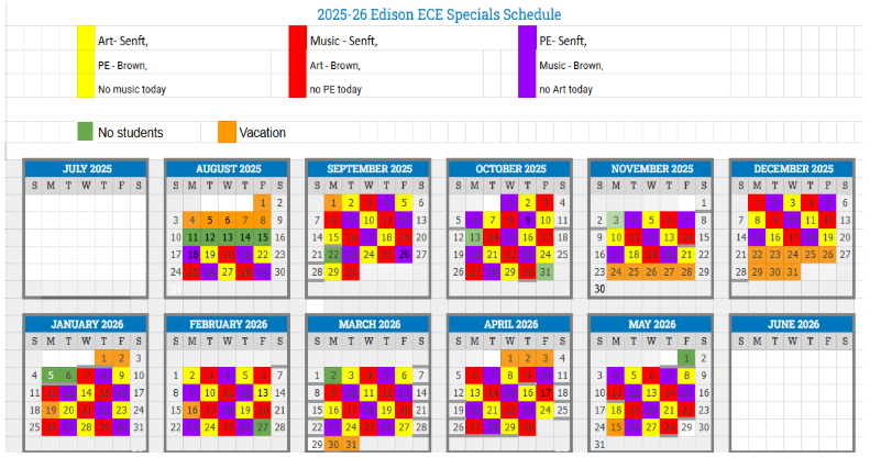 ECE specials Schedule