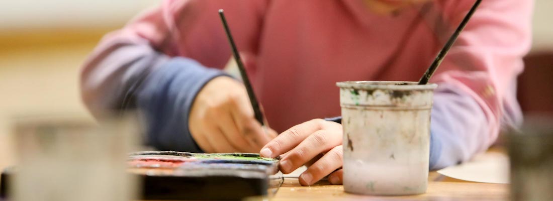 student painting 