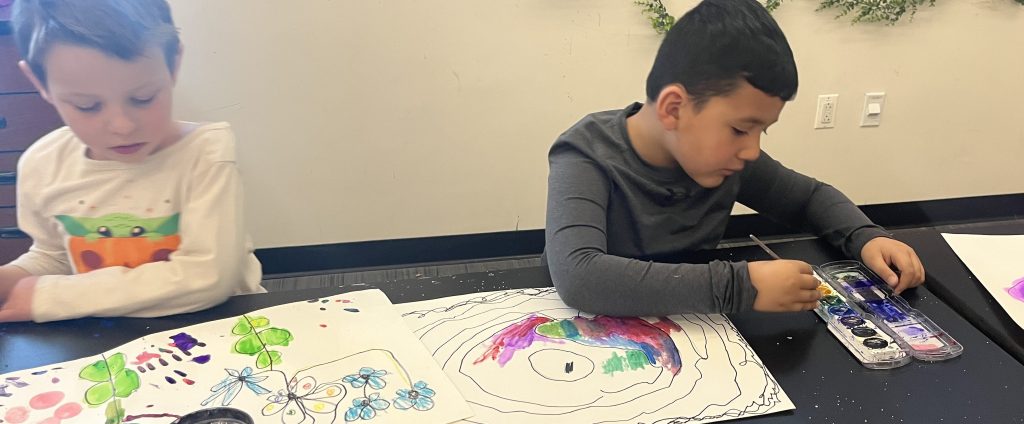 student painting