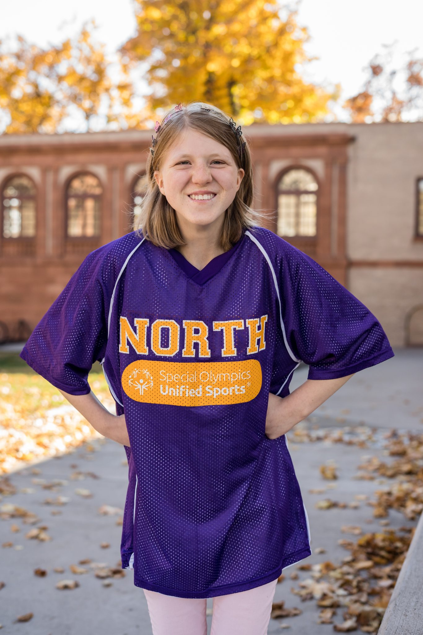 Student wearing a purple shirt