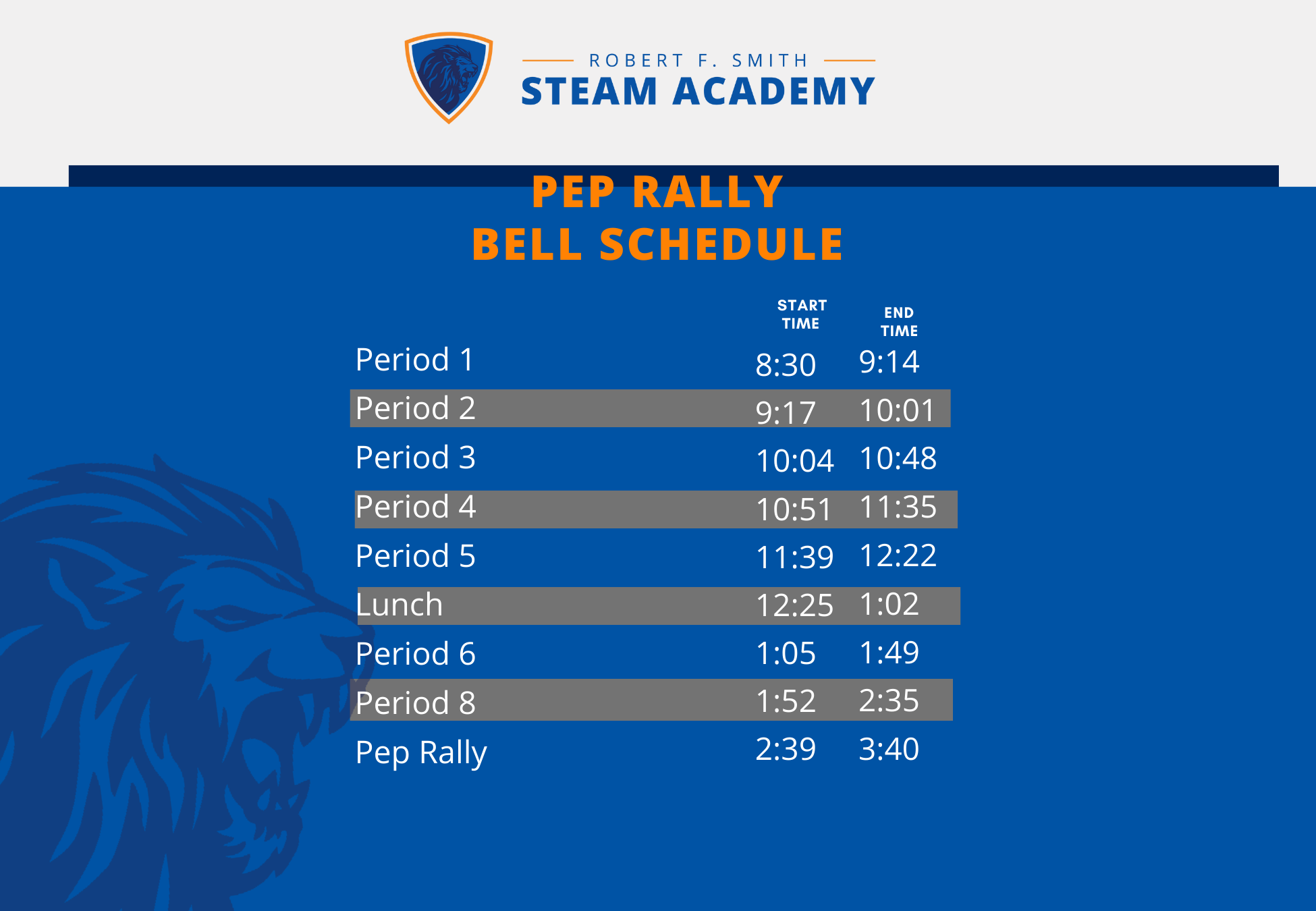 bell schedule prep