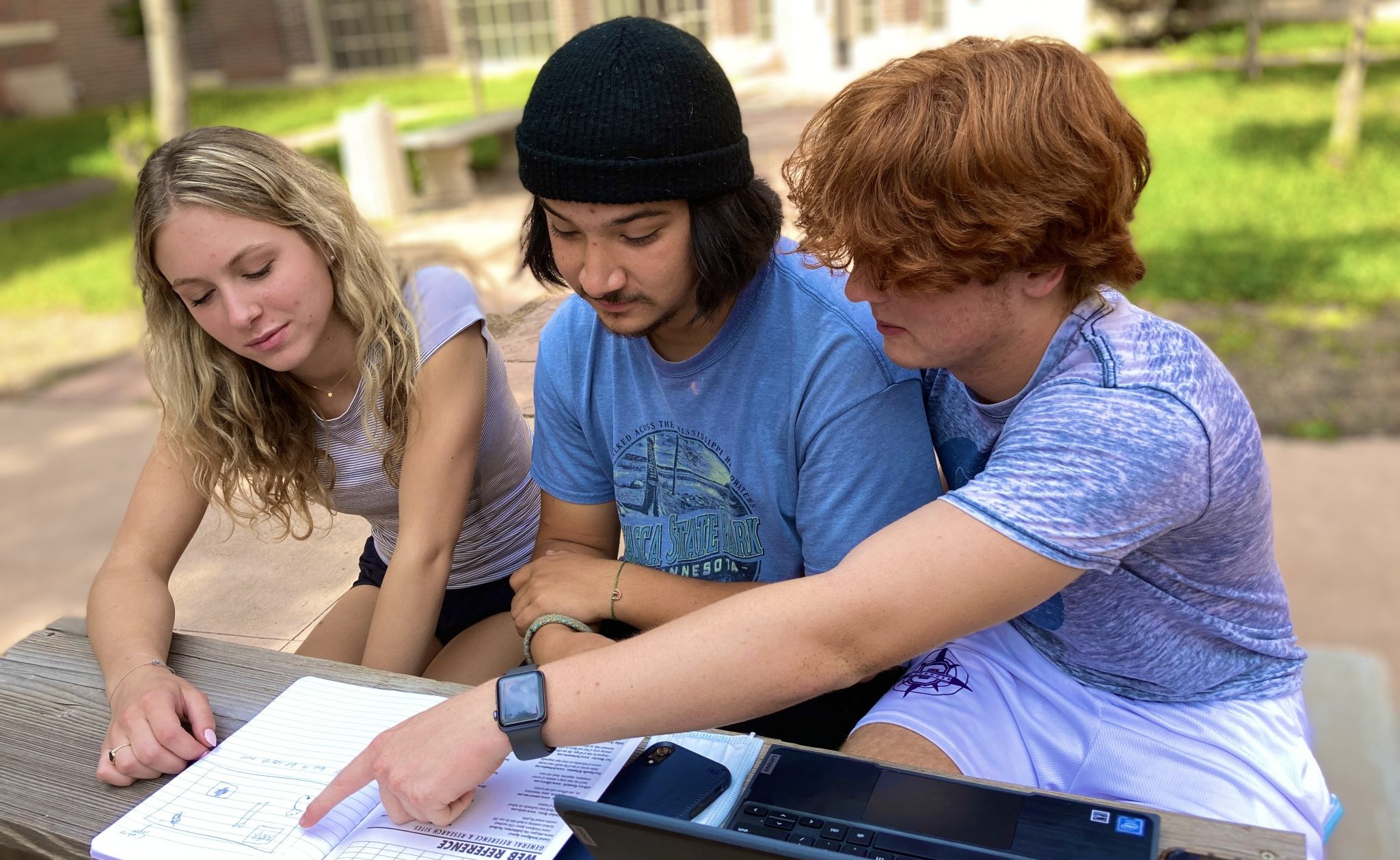 students reading