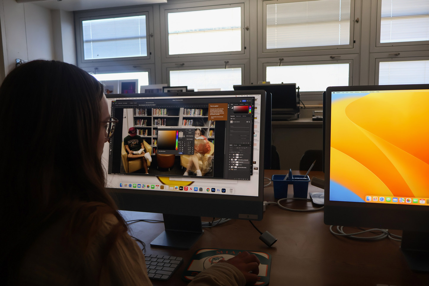 student working on computer