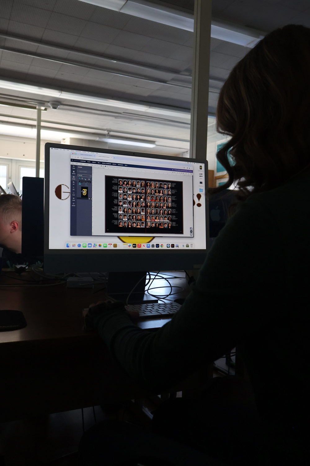 student working on computer