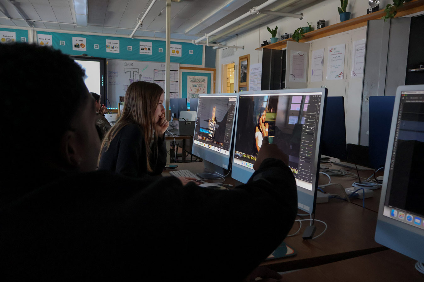 student working on computer