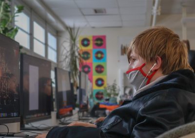 student working on computer