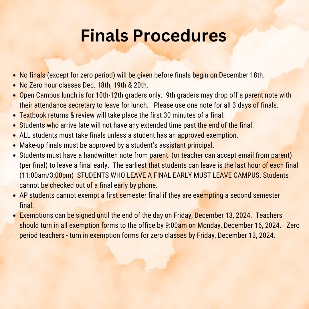 FINALS PROCEDURES