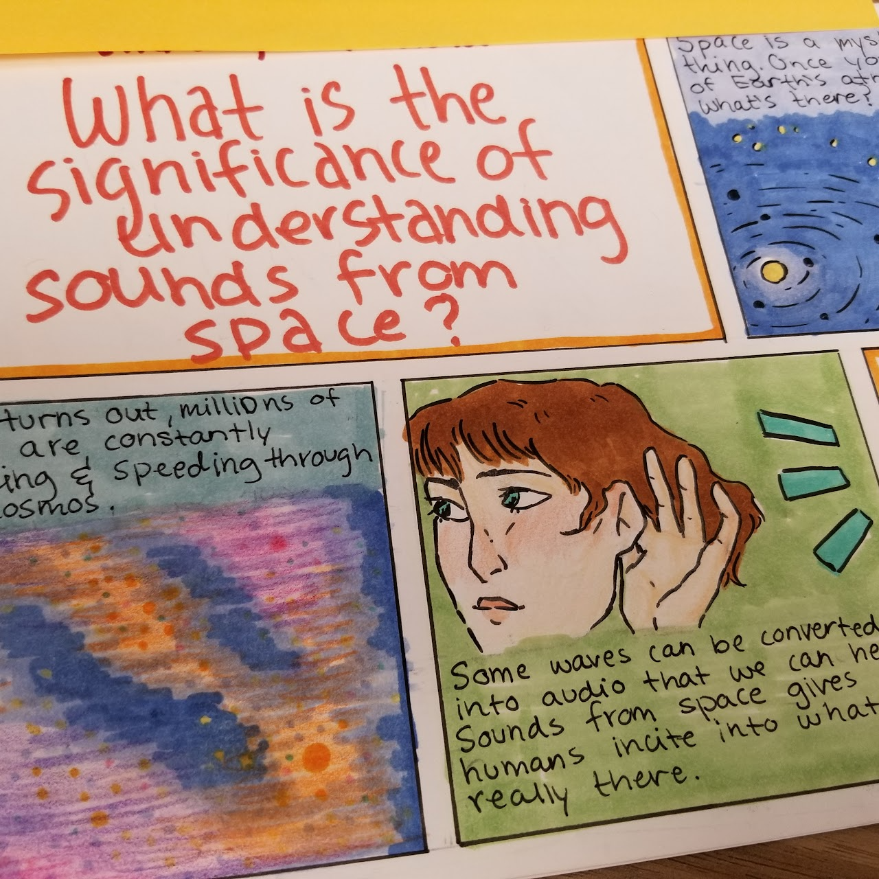 student created graphic novel about sound waves in space