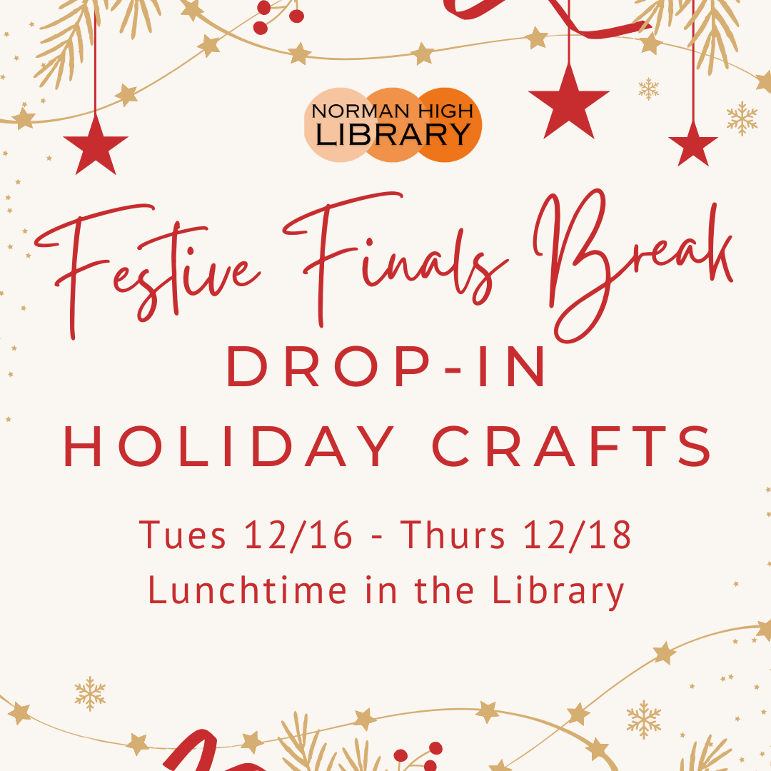 Festive Finals Break: Drop-in Holiday Crafts 12/16-12/18 during lunch in the Library