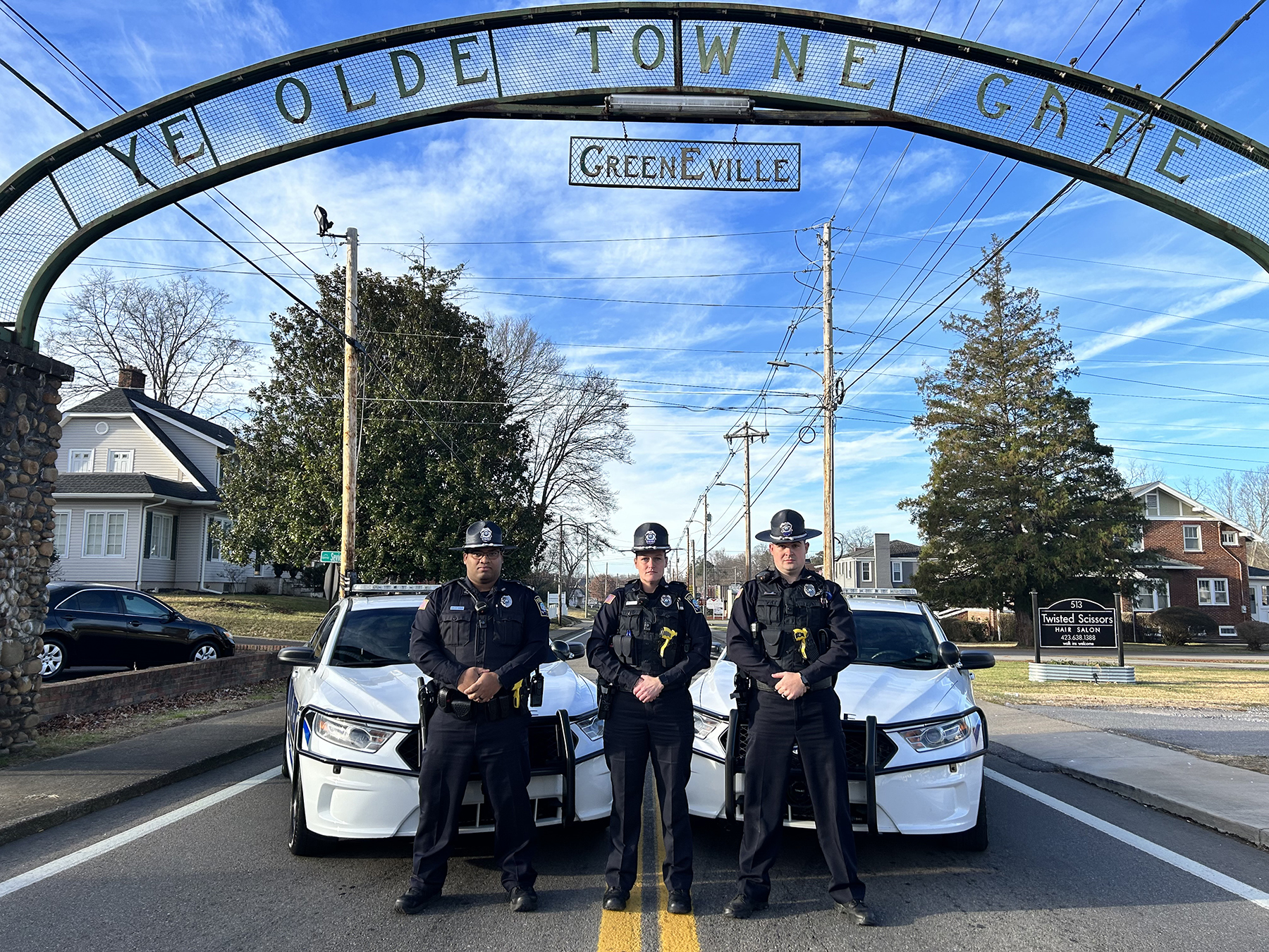 Ye Olde Town Gate and officers