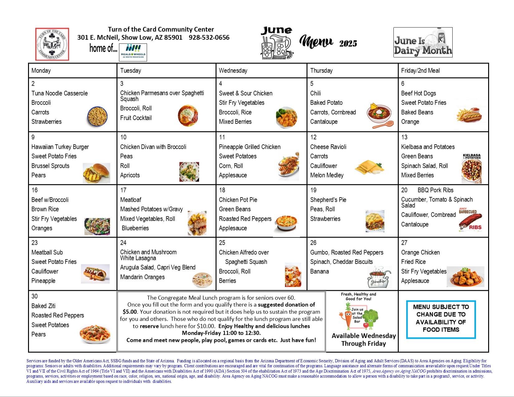 Senior Center Menu