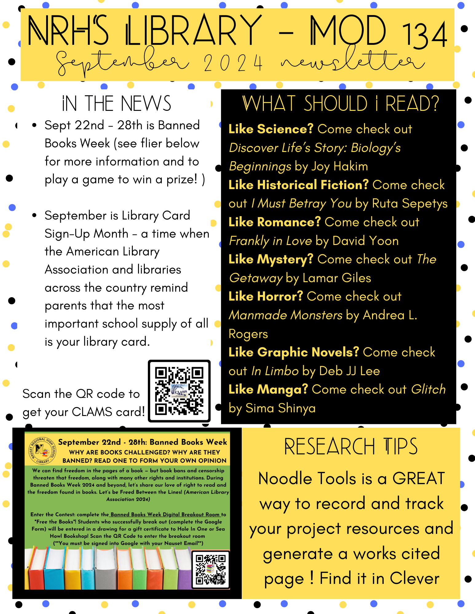 NRHS Library Newsletters (20242025) Nauset Regional High School