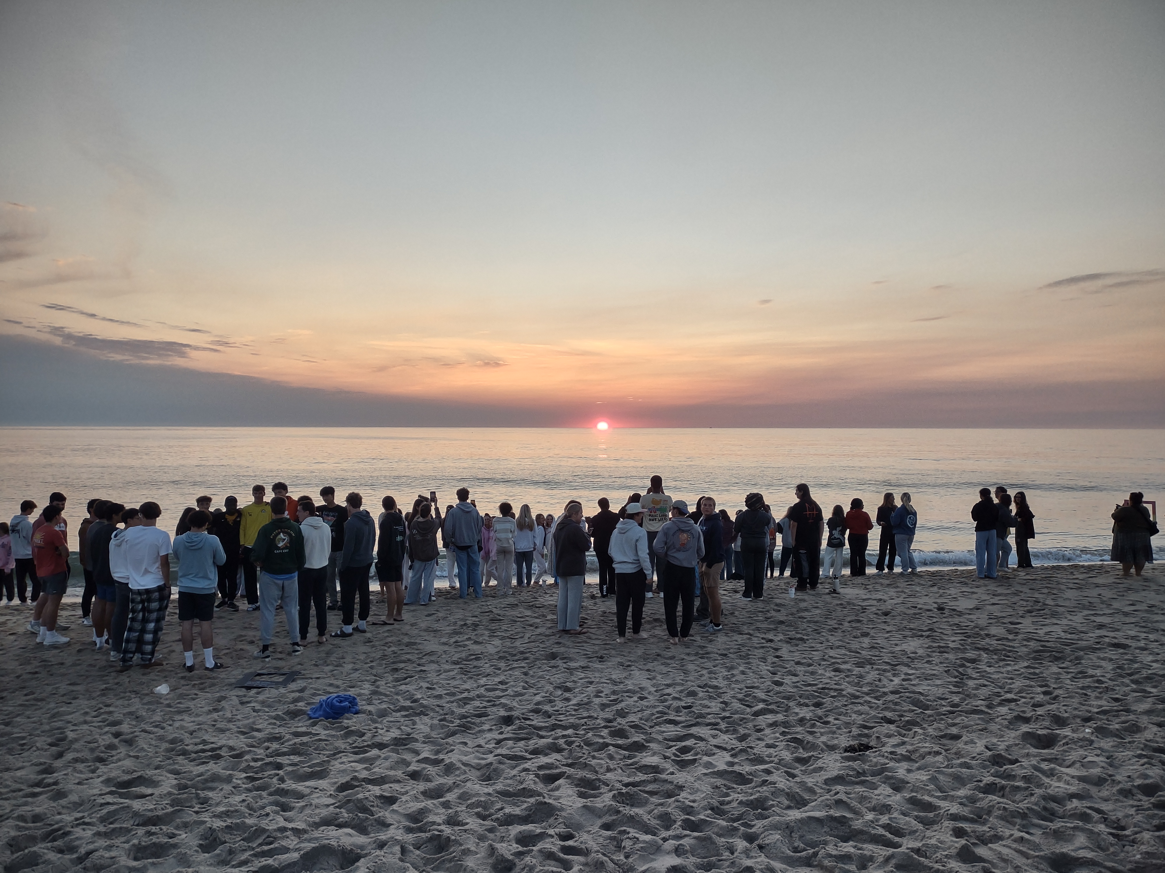 Group  of students watching the sun rise