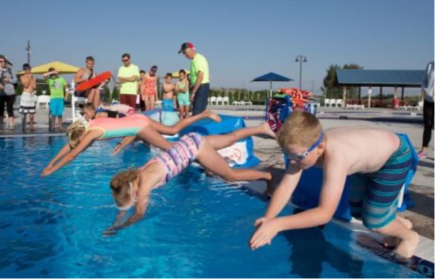 kids jumping into a pool