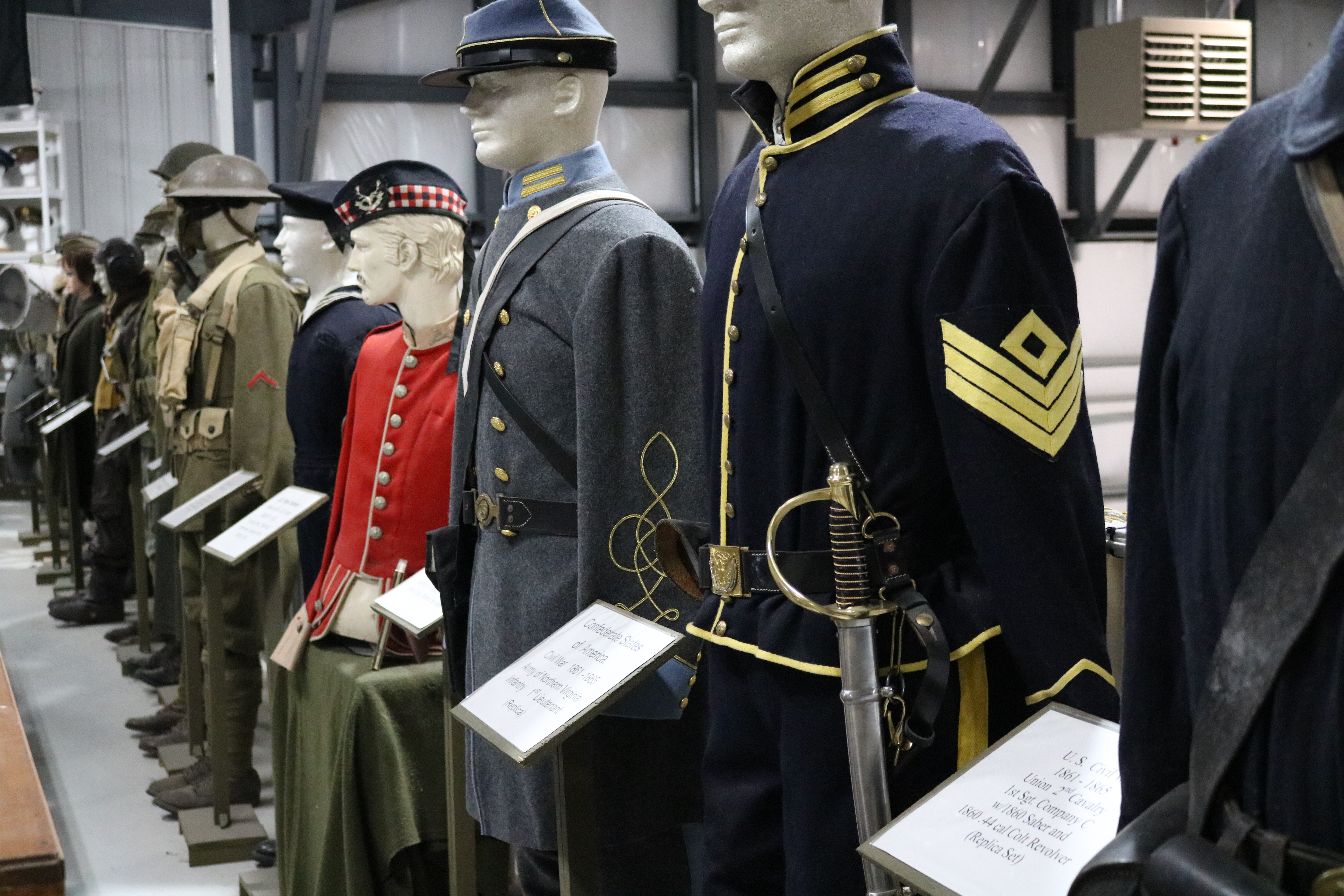 Photo of various US military uniforms