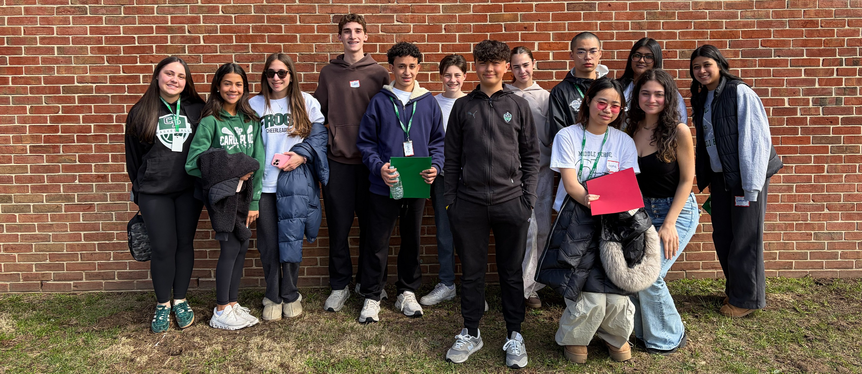 Students taking group photo.