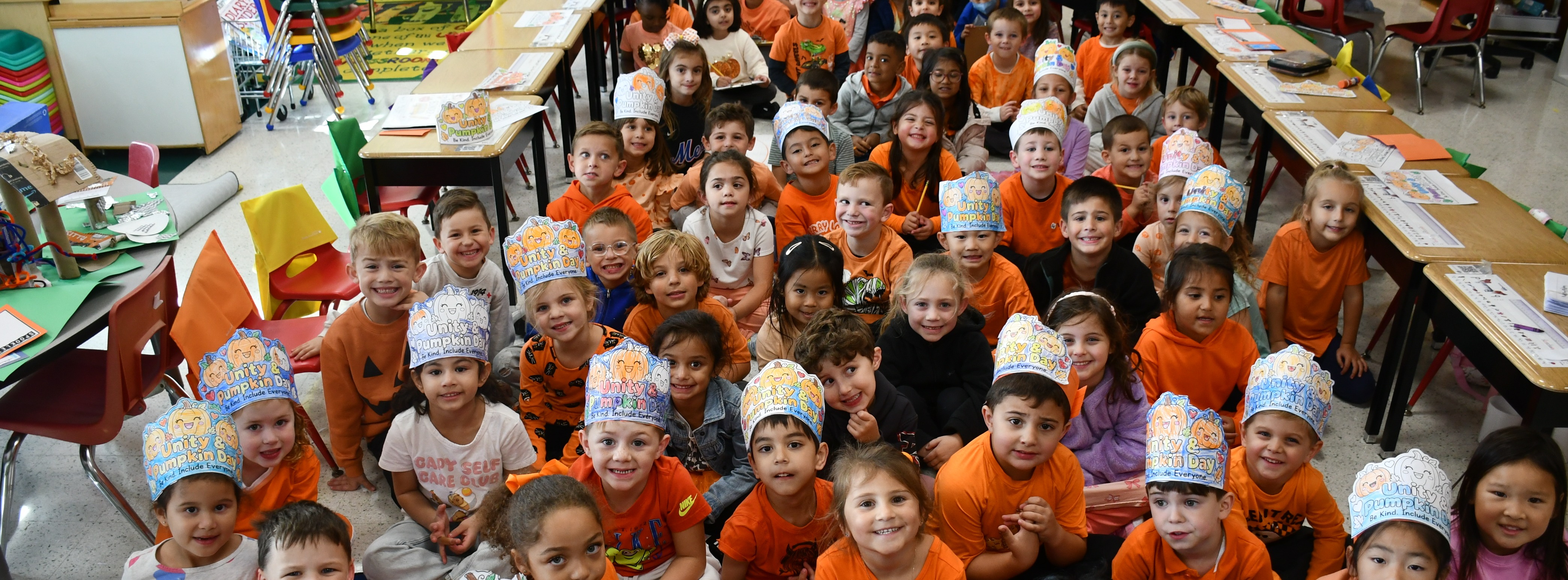 Carle Place students dressed in orange.