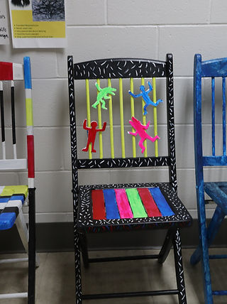 A colorful chair used for art