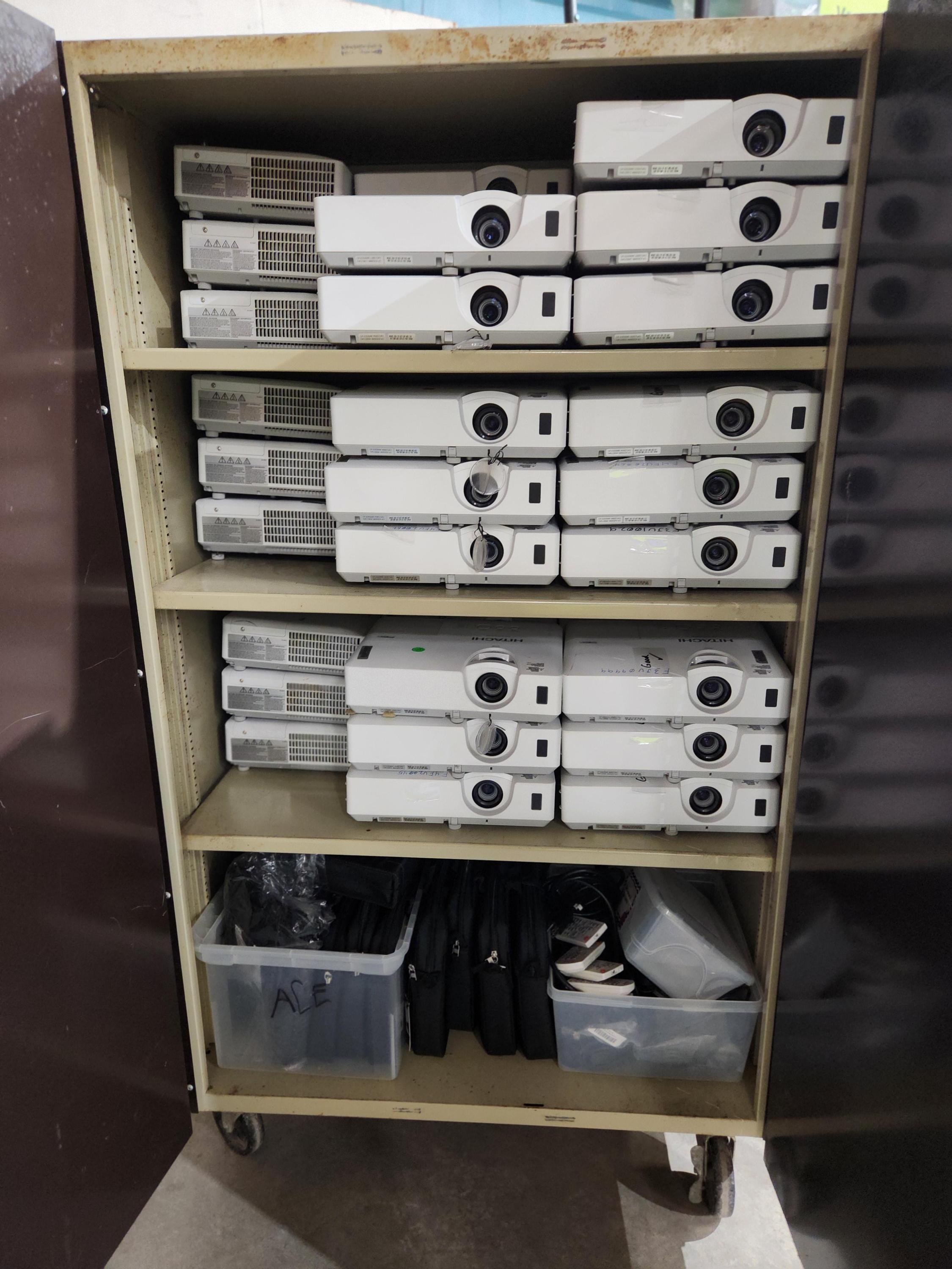 Locker full of projectors