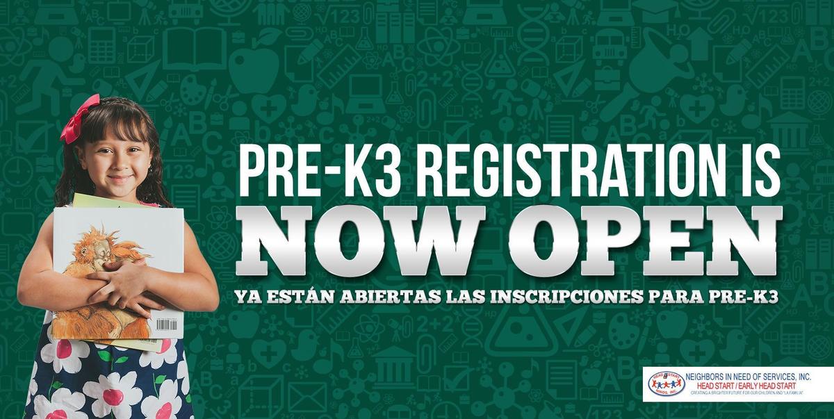 Pre-K3 Registration is now open!