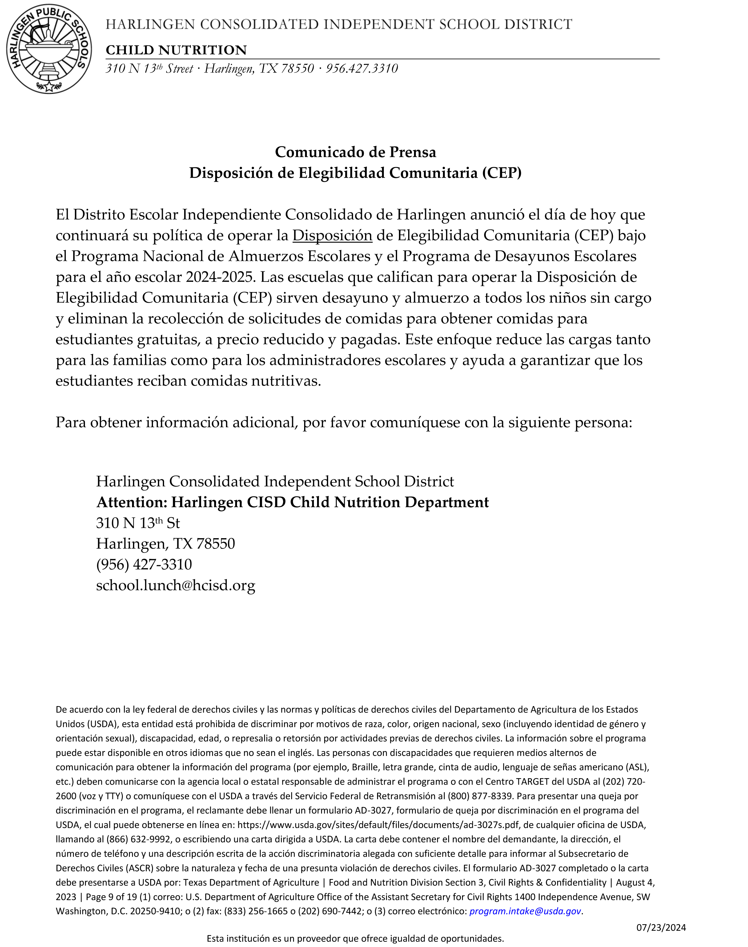 CEP Media Release (Spanish)