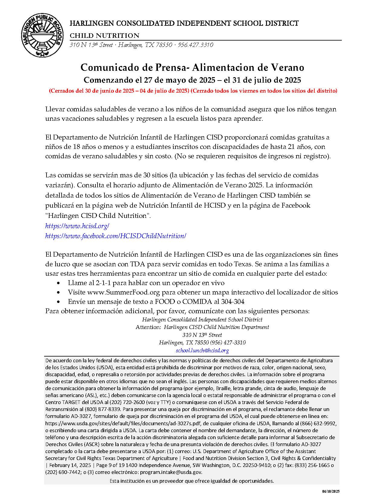 Media Release Spanish