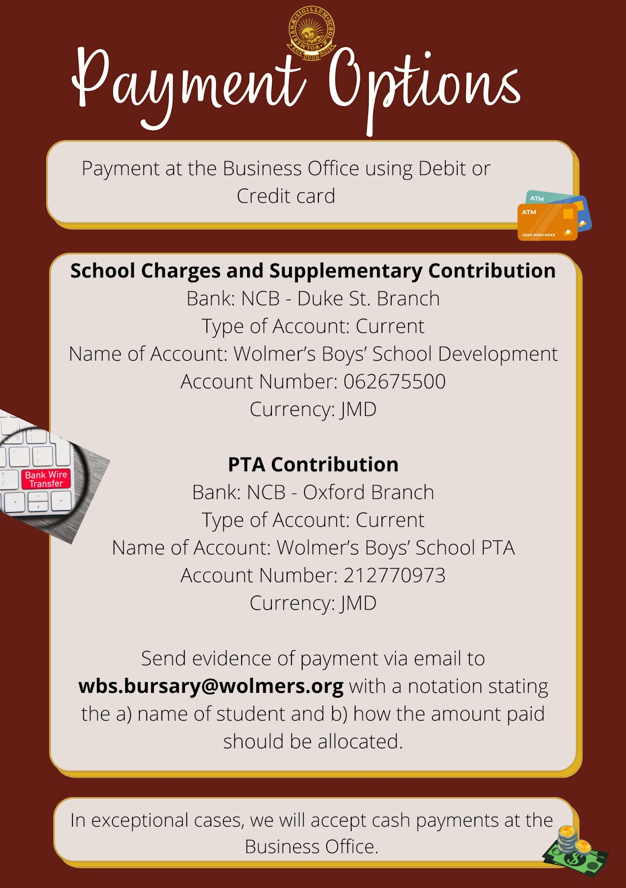 Payment options description
