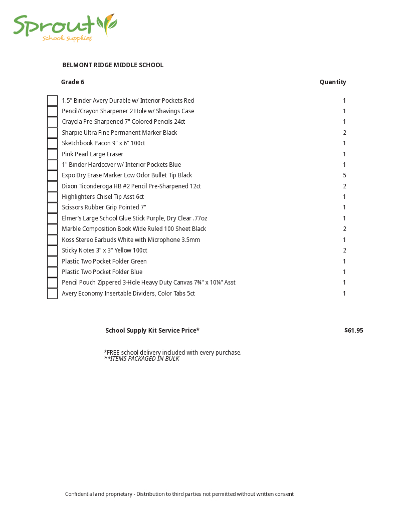 Supply List  1 SY2526