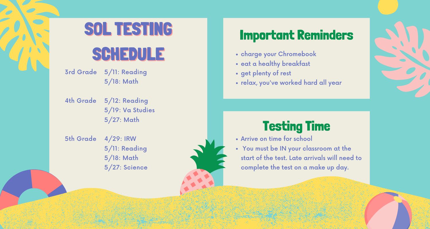 SOL Testing Schedule and Reminders